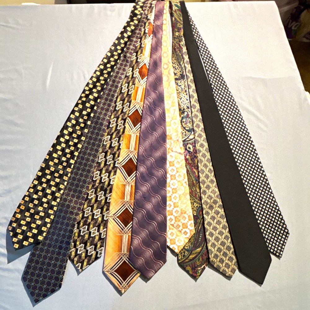 Mens Designer Necktie Lot 9pc Claudio Nucci Carbone J Blades Paisley Geometric